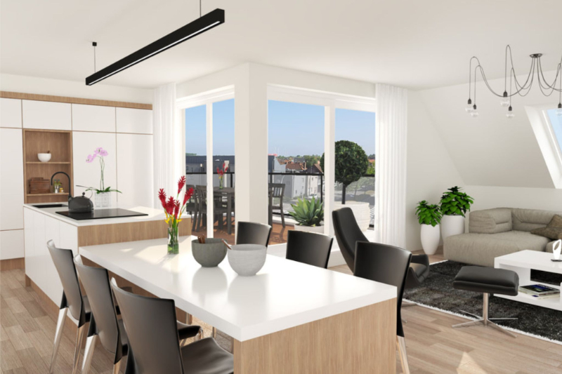 Roeselare nabij Station : Penthouse appartement met 2 slpks en zolder op de derde verdieping van een nieuw gebouwde Residentie genaamd “Residentie Arena” opp 110 m² Image